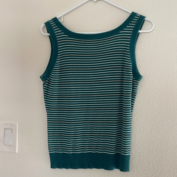 $2! 5 for $10 🔥Tommy Jeans Sweater Shirt Top Green Striped 100% Cotton Sz L - Picture 2 of 8